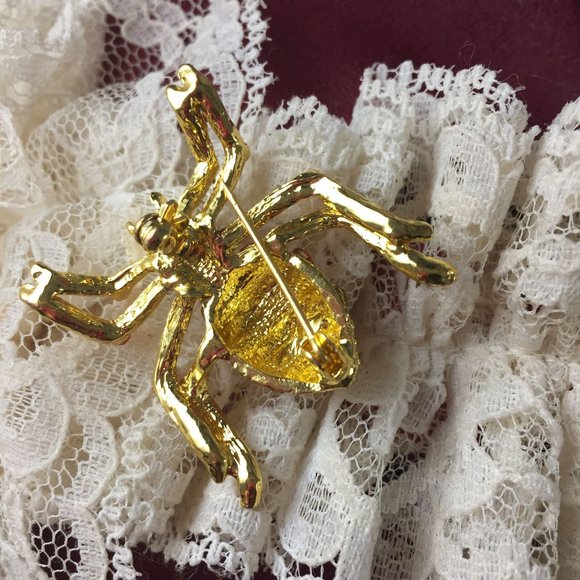 Spider with Rhinestones Brooch Multicolor Crystal - Picture 4 of 6